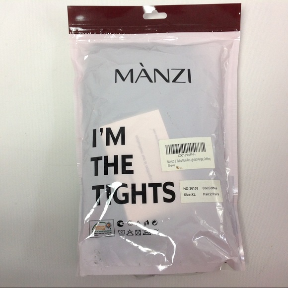 New 2 Pairs Manzi Fashion Tights Coffee XL - Picture 4 of 4